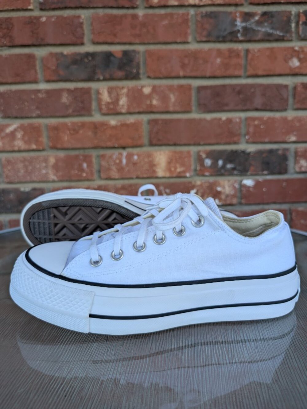 Women's Converse All Star Platform Sneakers White Shoes Size 7.5